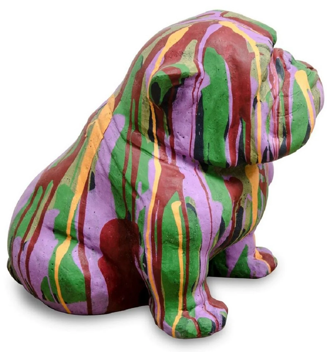 Casa Padrino escultura de decoración de jardín perro bulldog colorido 31 x 44 x A. 41 cm - Figura de jardín y terraza resistente a la intemperie - Accesorios de decoración de jardín y terraza