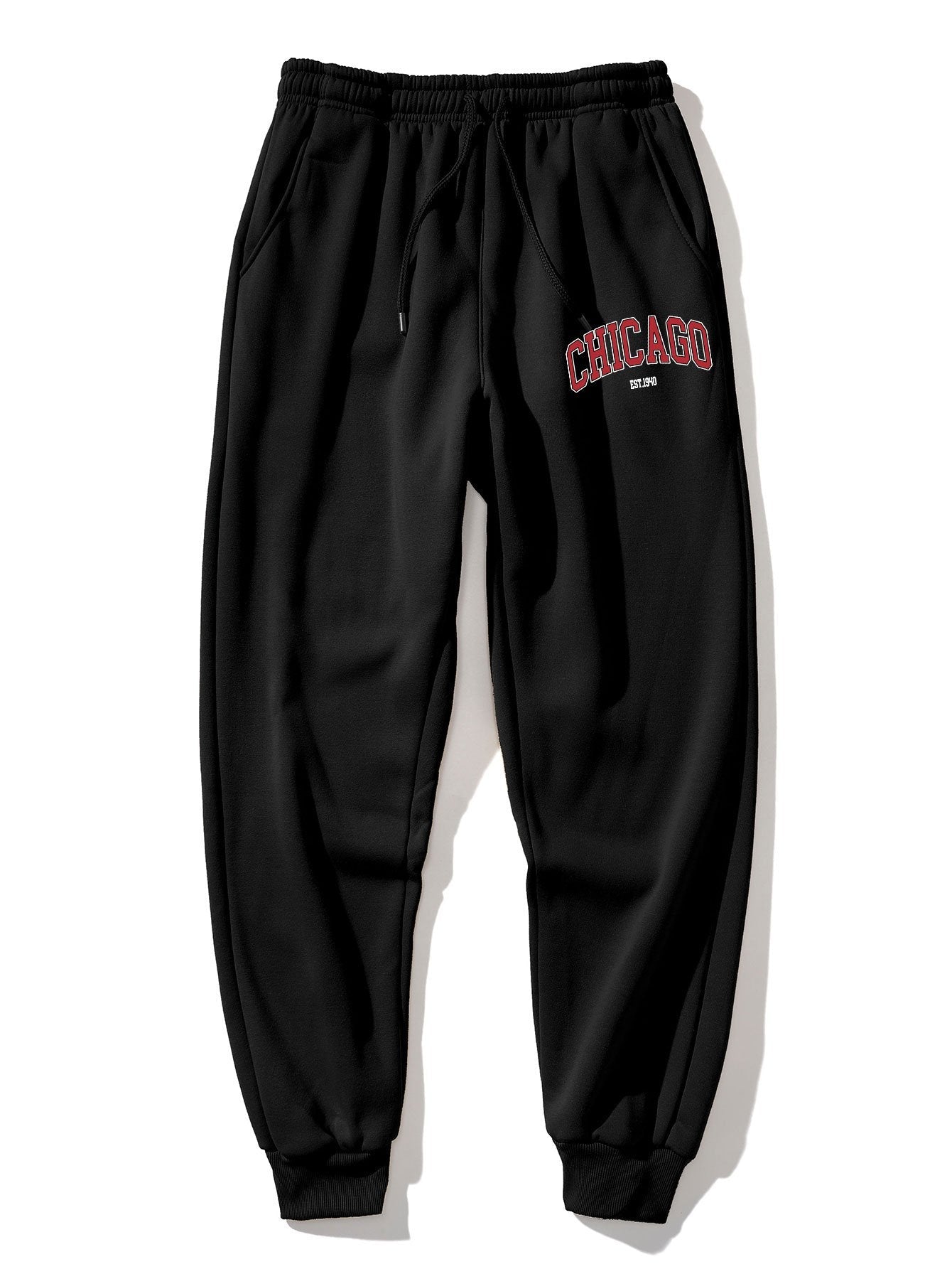 Chicago Letter Print Hoodie & Jogger Pants