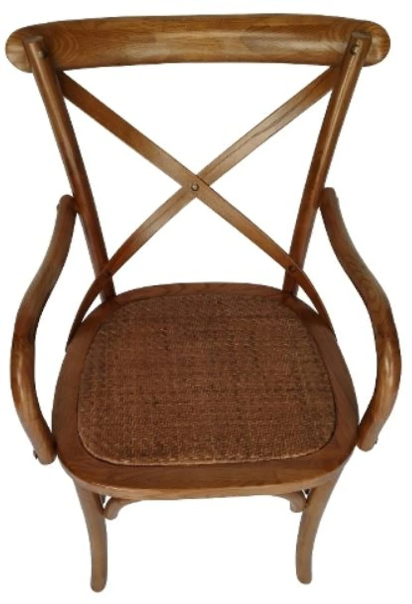 Casa Padrino country-style dining chair with armrests dark brown 48 x 43 x H. 89 cm - Country-Style Dining Room Furniture