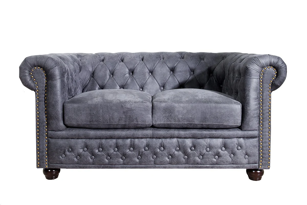 Chesterfield Sof¨¢ 2 plazas Antiguo gris de la casa Casa Padrino - muebles de sala de estar - sof¨¢