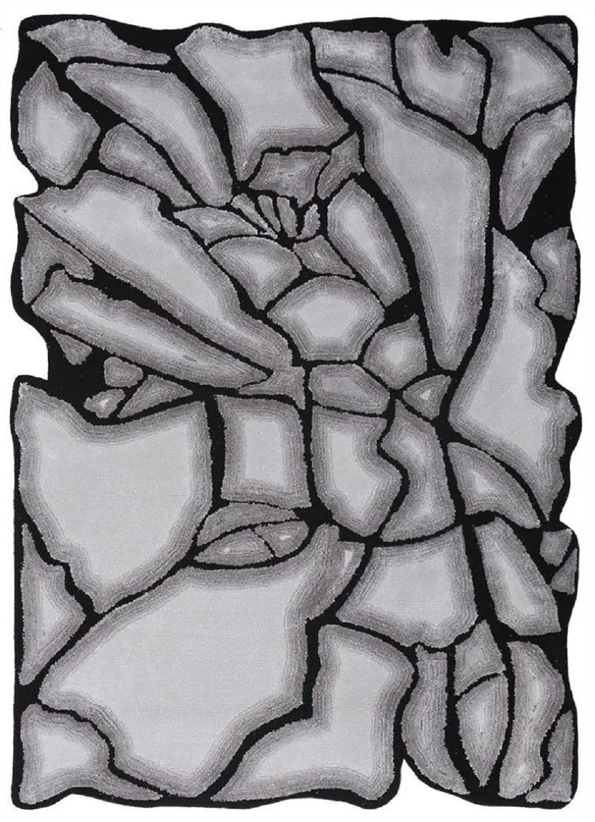 Casa Padrino alfombra de lujo gris / negro 160 x 230 cm - Alfombra rectangular para salón - Alfombra moderna para dormitorio - Interior de lujo - Calidad de lujo