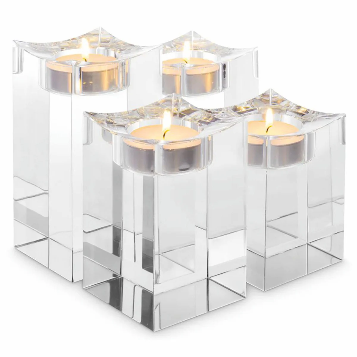 Casa Padrino conjunto de titular de candelita de lujo de cristal de vidrio - Accesorios decorativos