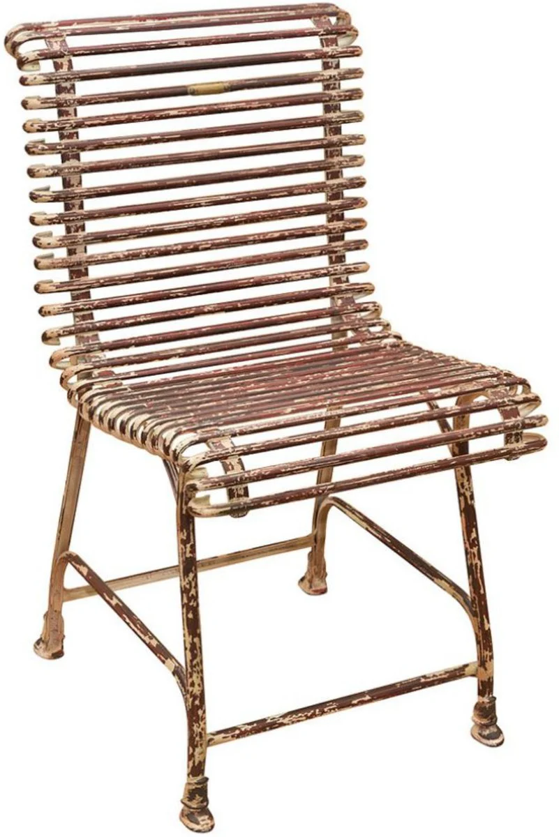 Casa Padrino silla de jard¨ªn Art Nouveau rojo antiguo / crema 44 x 50 cm - Silla de hierro forjado hecha a mano - Muebles de hierro forjado de jard¨ªn y terraza nost¨¢lgicos