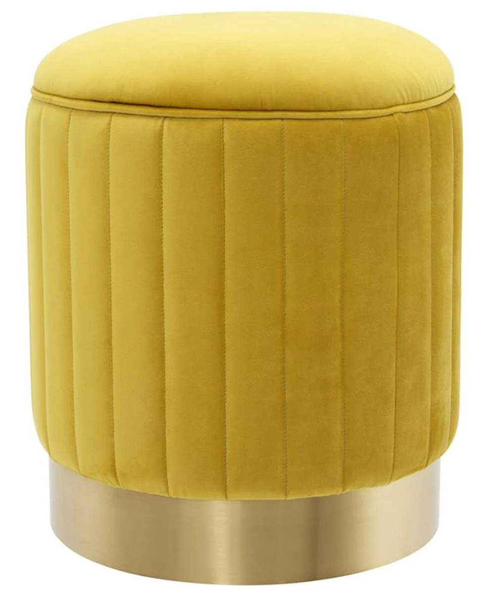 Casa Padrino Taburete Amarillo / Latón Ø 40 x H. 45 cm - Taburete de Lujo