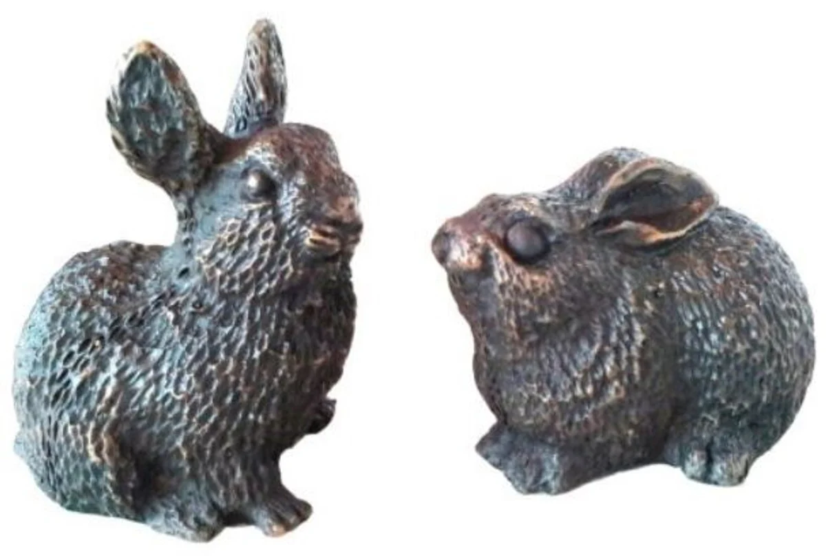 Casa Padrino conejitos de bronce decorativos de lujo 10 x 6 x H. 9 cm - Figuras de Bronce