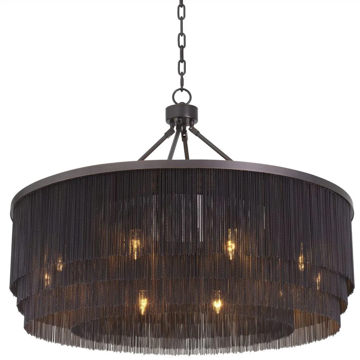 Casa Padrino araña de luces de acero de lujo bronce Ø 90 x A. 61 cm - Araña de Luces Redonda para Hoteles y Restaurantes - Calidad de Lujo