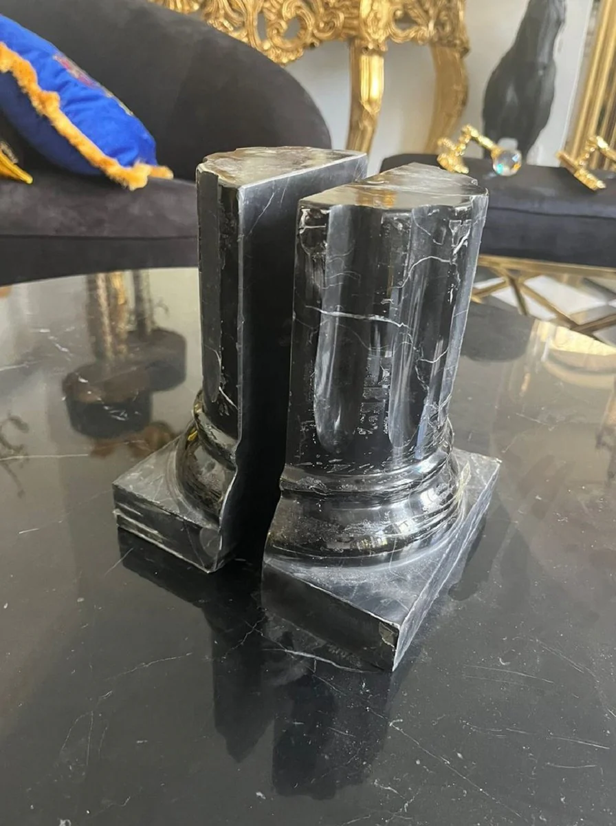 Casa Padrino conjunto de sujetalibros de mármol de lujo columnas barrocos negro A. 21 cm