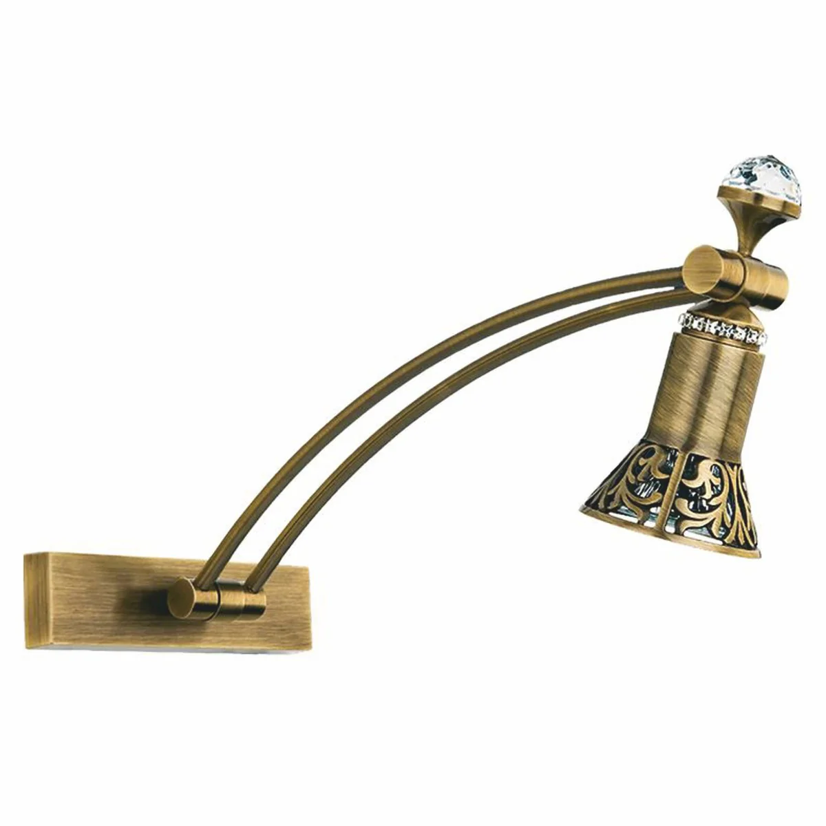 Casa Padrino l¨¢mpara de pared LED / l¨¢mpara de lectura de cristal barroco de lujo lat¨®n con p¨¢tina A. 35 cm