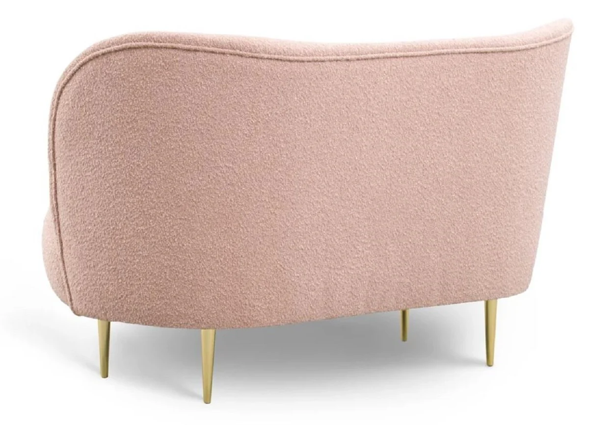 Casa Padrino sof¨¢ de lujo de 2 plazas rosa / oro 130 x 72 x A. 80 cm - Sof¨¢ de sal¨®n con respaldo curvo - Muebles de sal¨®n - Muebles de lujo - Interiores de sal¨®n - Interiores de lujo