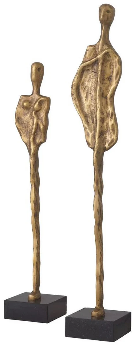 Casa Padrino conjunto de objetos de decoración de escritorio de diseño de lujo latón vintage / negro 85 x 50 x A. 95 cm - Esculturas de decoración de latón con base de granito - Decoración de salón