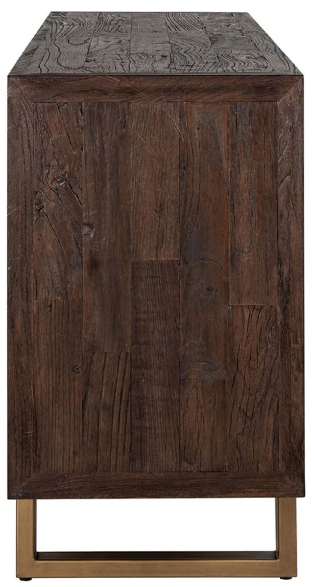 Casa Padrino aparador de lujo marr¨®n / lat¨®n 180 x 45 x A. 86 cm - Armario de madera maciza con 4 puertas - Muebles de sal¨®n - Muebles de lujo - Interiores de sal¨®n - Interiores de lujo