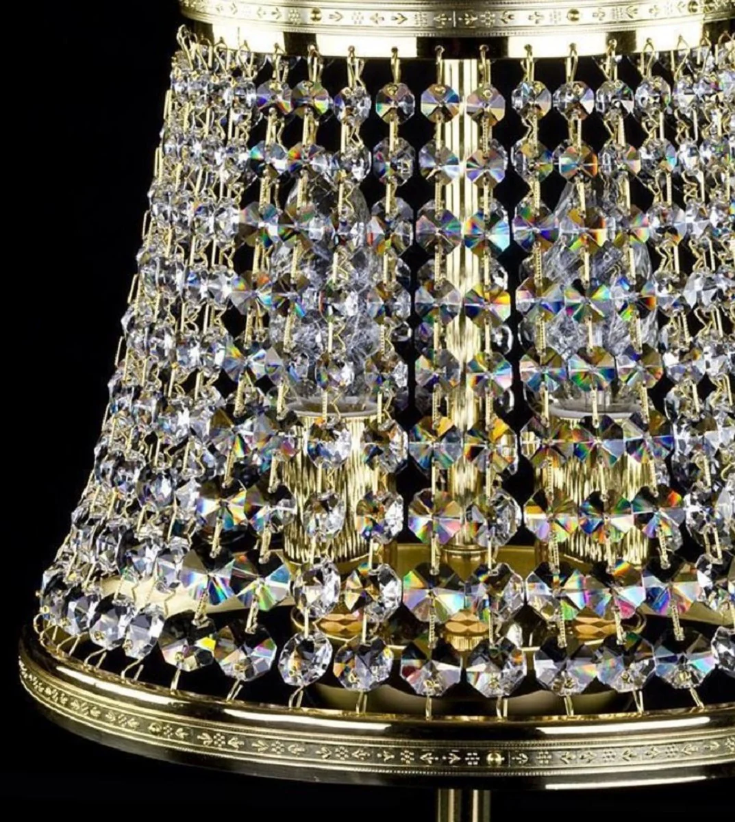 Casa Padrino lámpara de mesa de cristal barroco de lujo oro Ø 25 x A. 32 cm - Magnífica lámpara de taburete con cristal de Bohemia - Luces de cristal barroco