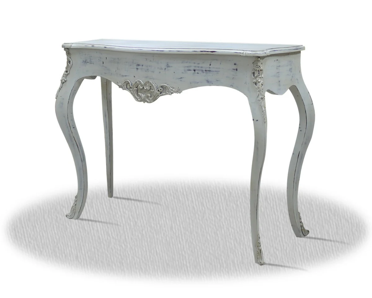 Casa Padrino baroque console vintage white silver 100 x 40 x H. 85 cm - Antique Style Furniture