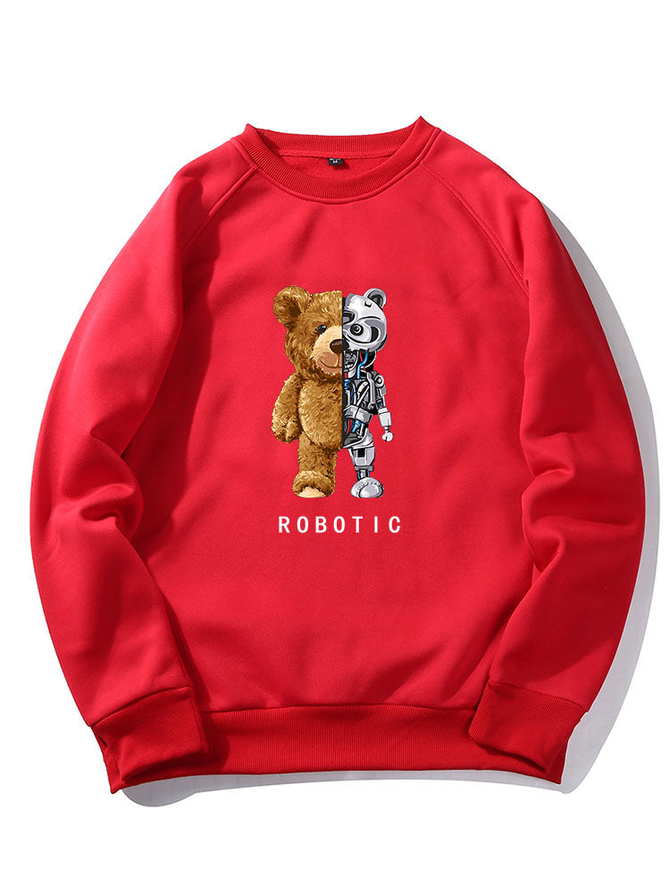 Robot Bear Print Raglan Sleeves Sweatshirt