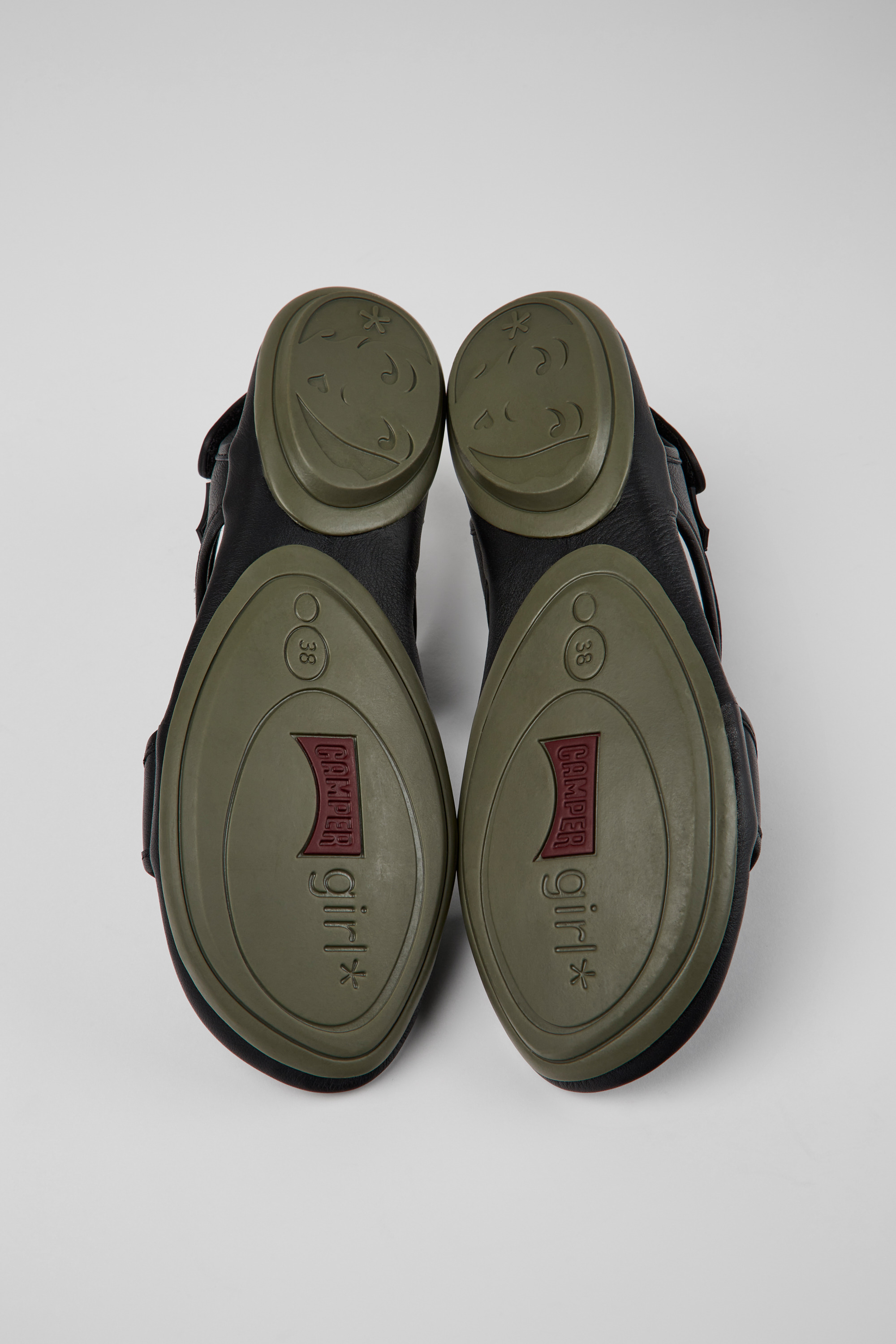 Right - Black leather sandals for women