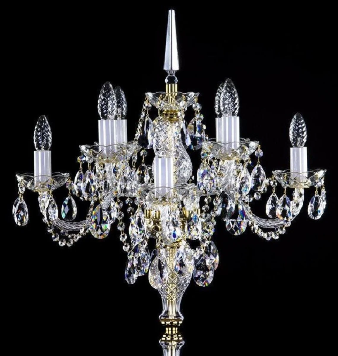 Casa Padrino lámpara de pie de cristal barroco de lujo oro Ø 56 x A. 160 cm - Magnífica lámpara de pie con cristal de Bohemia - Luces de cristal barroco