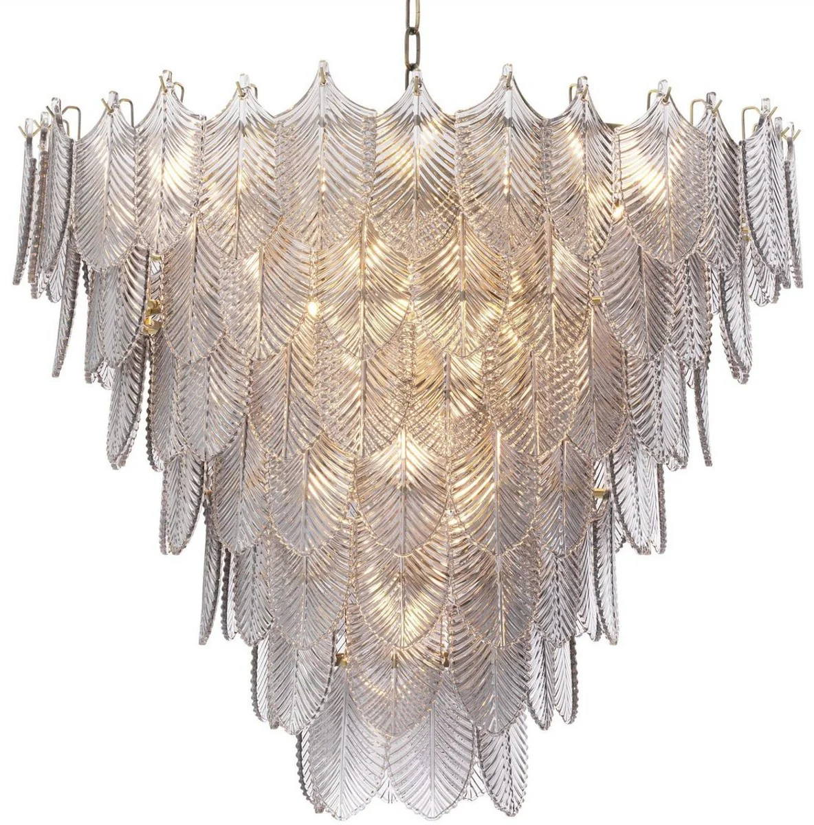 Casa Padrino lámpara de araña de lujo latón / gris Ø 82 x A. 69 cm - Lámpara de araña de hotel y restaurante noble - Calidad de Lujo