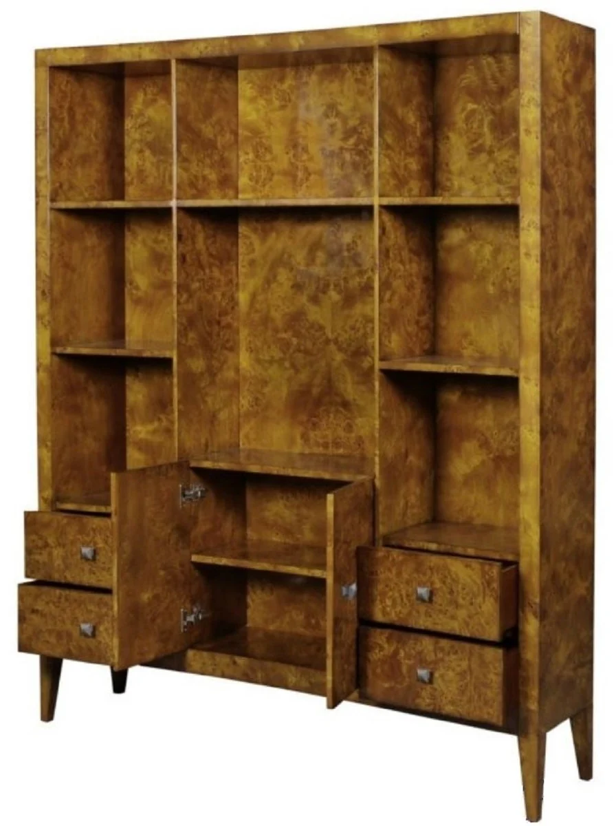 Casa Padrino armario de libros de lujo con 2 puertas y 4 cajones marr¨®n claro 150 x 35 x H. 190 cm - Armario de Oficina - Armario de la Sala de Estar - Calidad de Lujo
