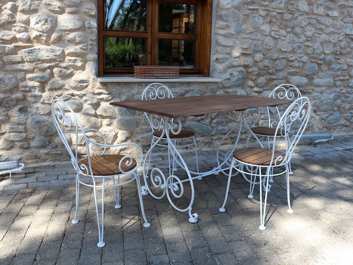 Casa Padrino Art Nouveau Mesa de jard¨ªn White 120 x 80 X A. 76 cm - Mesa de comedor de jard¨ªn de hierro forjado nost¨¢lgico - Art Nouveau Forge Forge Iron Garden Muebles - Muebles de jard¨ªn nost¨¢lgico