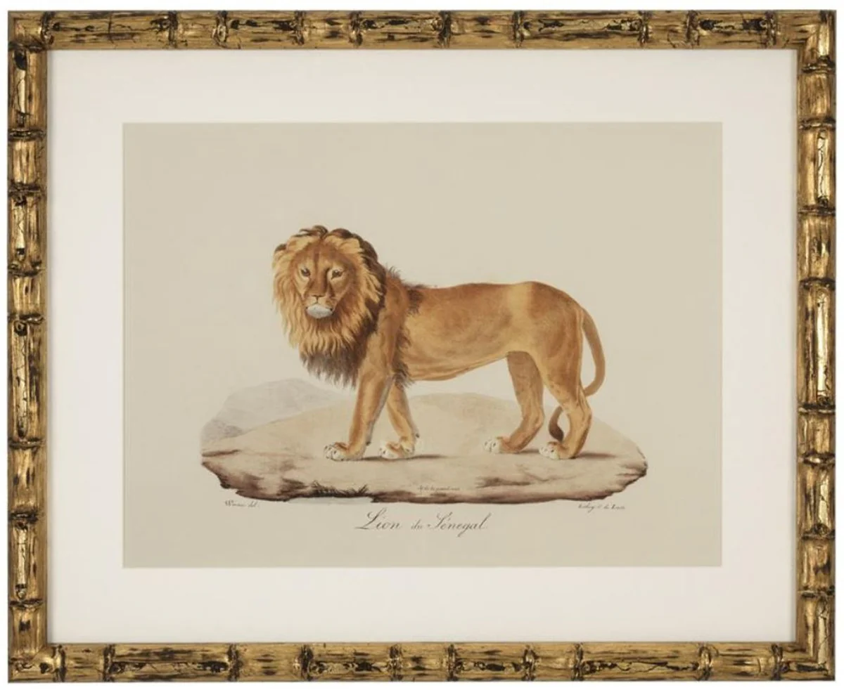 Casa Padrino Imágenes de Conjunto Lion Tiger Jaguars Oro Antiguo 54 x H. 44 cm - Decoración de Pared de Lujo
