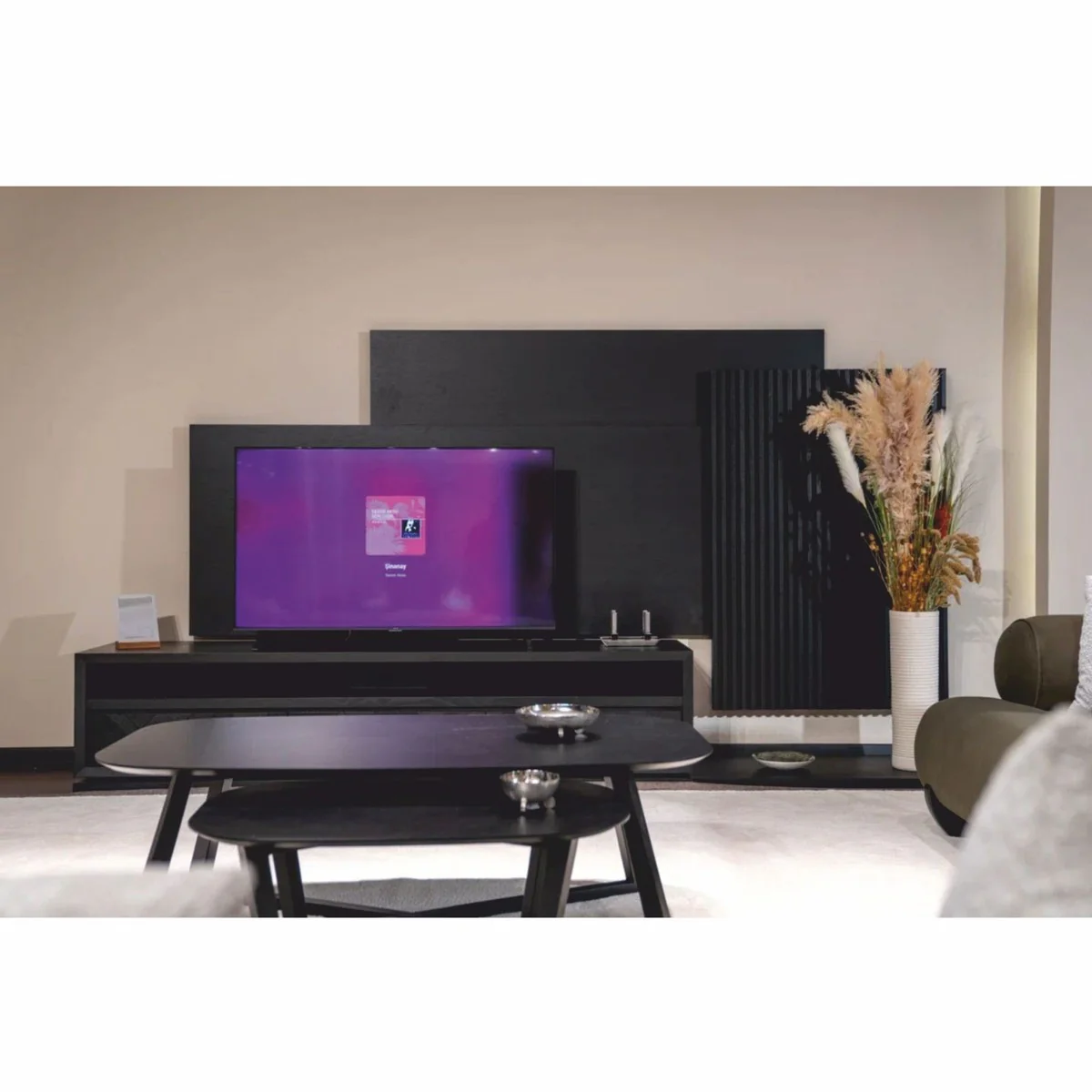 Casa Padrino gabinete de TV de lujo con 3 cajones negro 226 cm - Muebles de sal¨®n y hotel