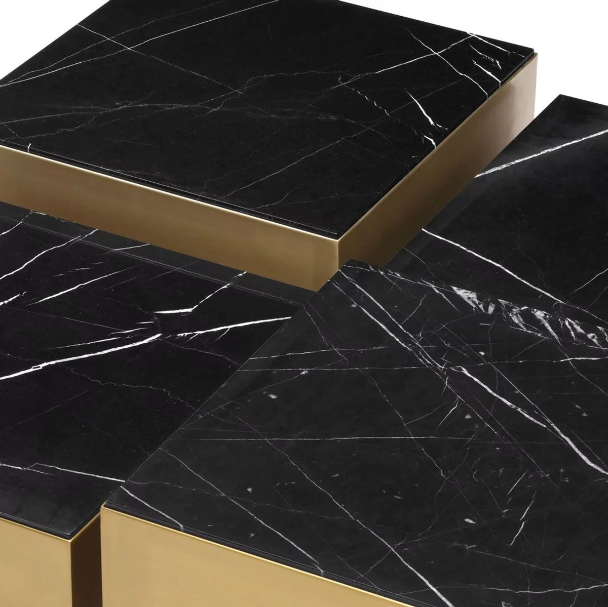 Casa Padrino conjunto de mesa de centro de acero inoxidable de lujo con tableros de m¨¢rmol lat¨®n / negro - Muebles de sal¨®n - Muebles de lujo - Colecci¨®n de lujo