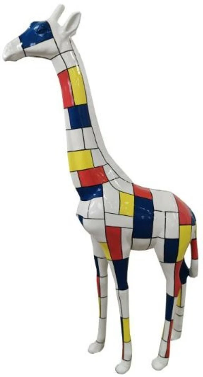 Casa Padrino figura de decoración de diseño jirafa blanco / multicolor A. 205 cm - Figura decoracion enorme - Escultura decoracion jardin - Figura Jardin
