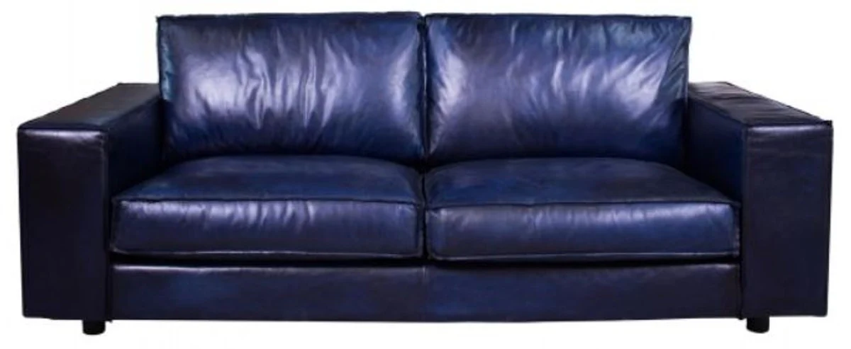 Casa Padrino sof¨¢ de cuero de lujo azul oscuro 240 x 104 x H. 83 cm - Sof¨¢ de sal¨®n de cuero aut¨¦ntico - Muebles de sal¨®n de cuero aut¨¦ntico - Muebles de cuero de lujo