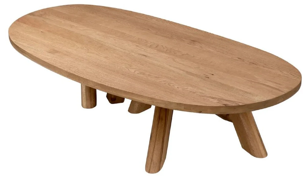 Casa Padrino mesa de centro de lujo de madera maciza marr¨®n 170 x 85 x A. 35 cm - Mesa de sal¨®n ovalada de madera de roble - Muebles de sal¨®n - Muebles de lujo - Calidad de lujo