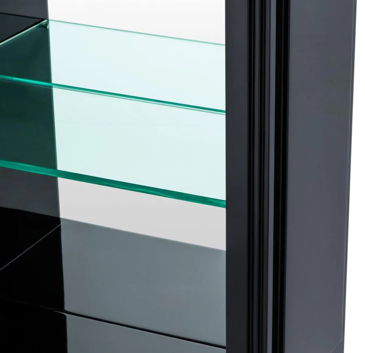 Casa Padrino armario de estante / mueble de sala de estar de lujo piano negro 85 x 38,5 x H. 231 cm - Calidad de Lujo