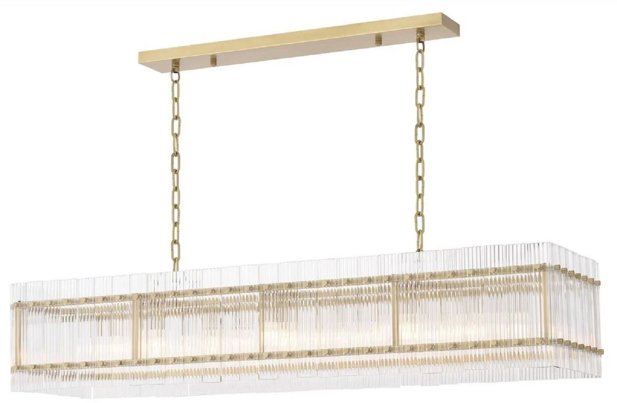 Casa Padrino lámpara de araña de lujo latón antiguo 140,5 x 39 x A. 27 cm - Lámpara de araña rectangular de hotel y restaurante - Colección de Lujo