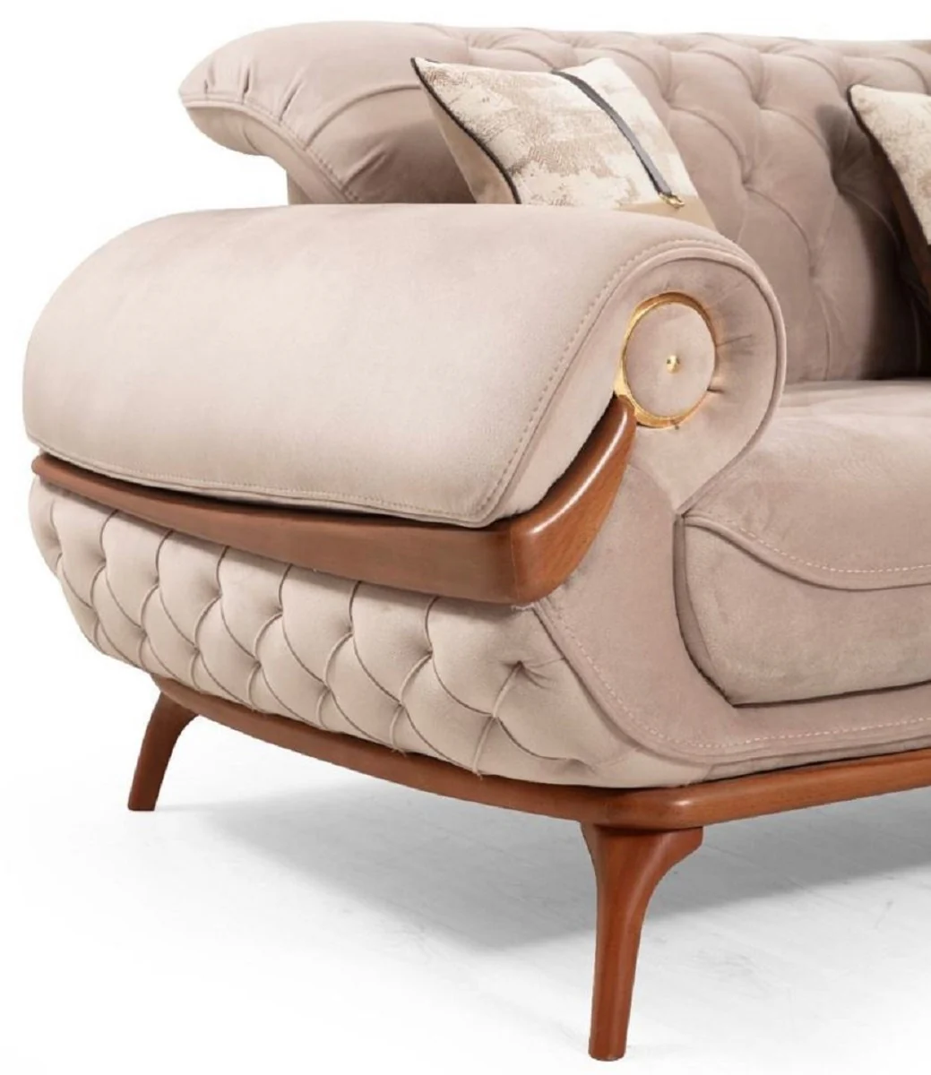 Casa Padrino sof¨¢ de sal¨®n Chesterfield de lujo con respaldos ajustables beige / marr¨®n - Muebles de Sal¨®n Chesterfield - Muebles de Sal¨®n de Lujo - Muebles de Lujo - Interior de Lujo