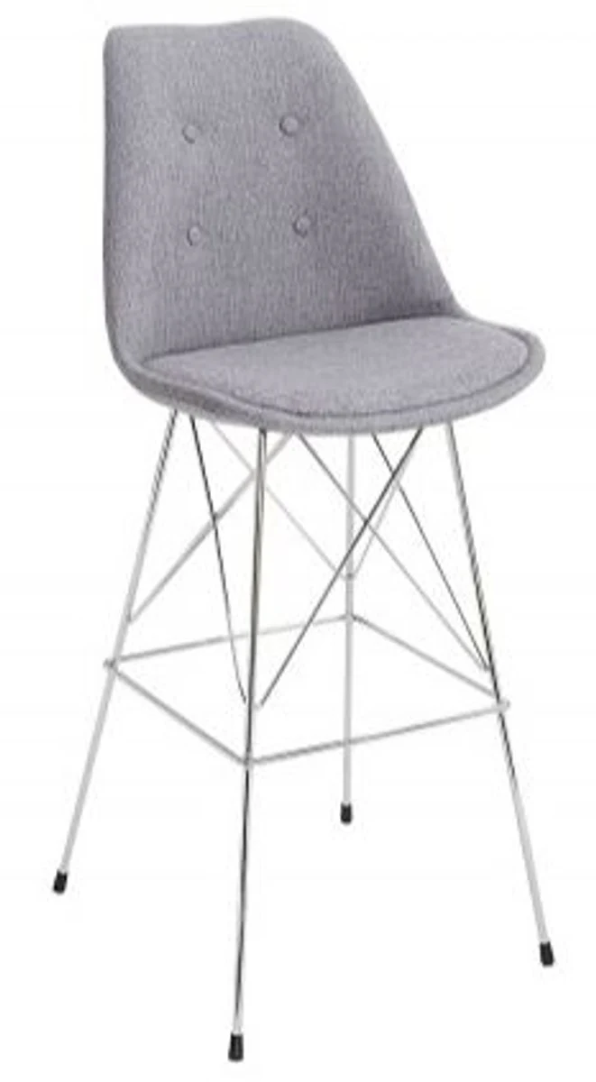 Casa Padrino Designer Bar Silla Retro Gris 49 x 50 x H. 119 cm - Taburete de bar con respaldo