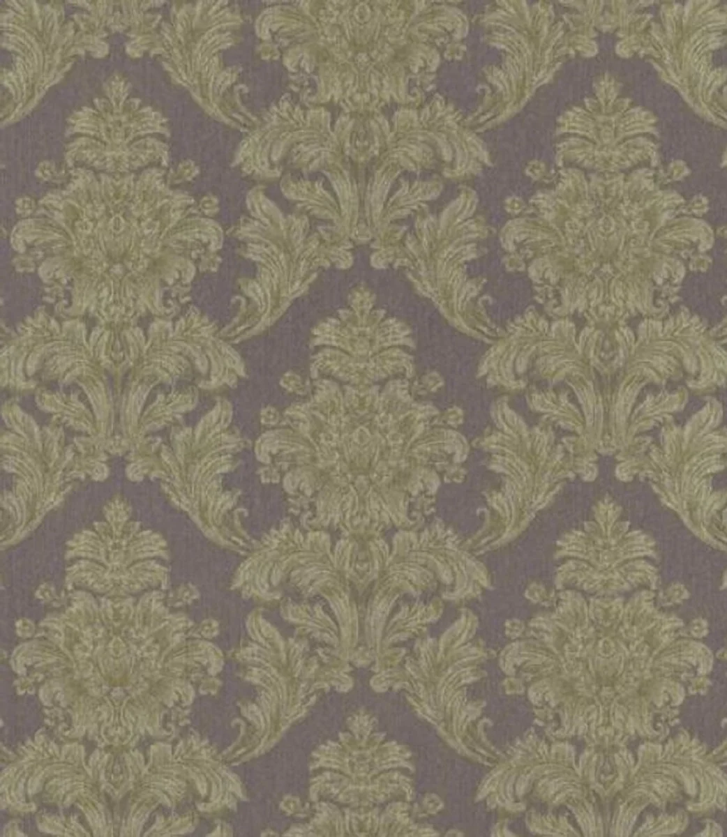 Casa Padrino papel tapiz textil barroco verde / púrpura 10,05 x 0,53 m - Papel Pintado en Estilo Barroco