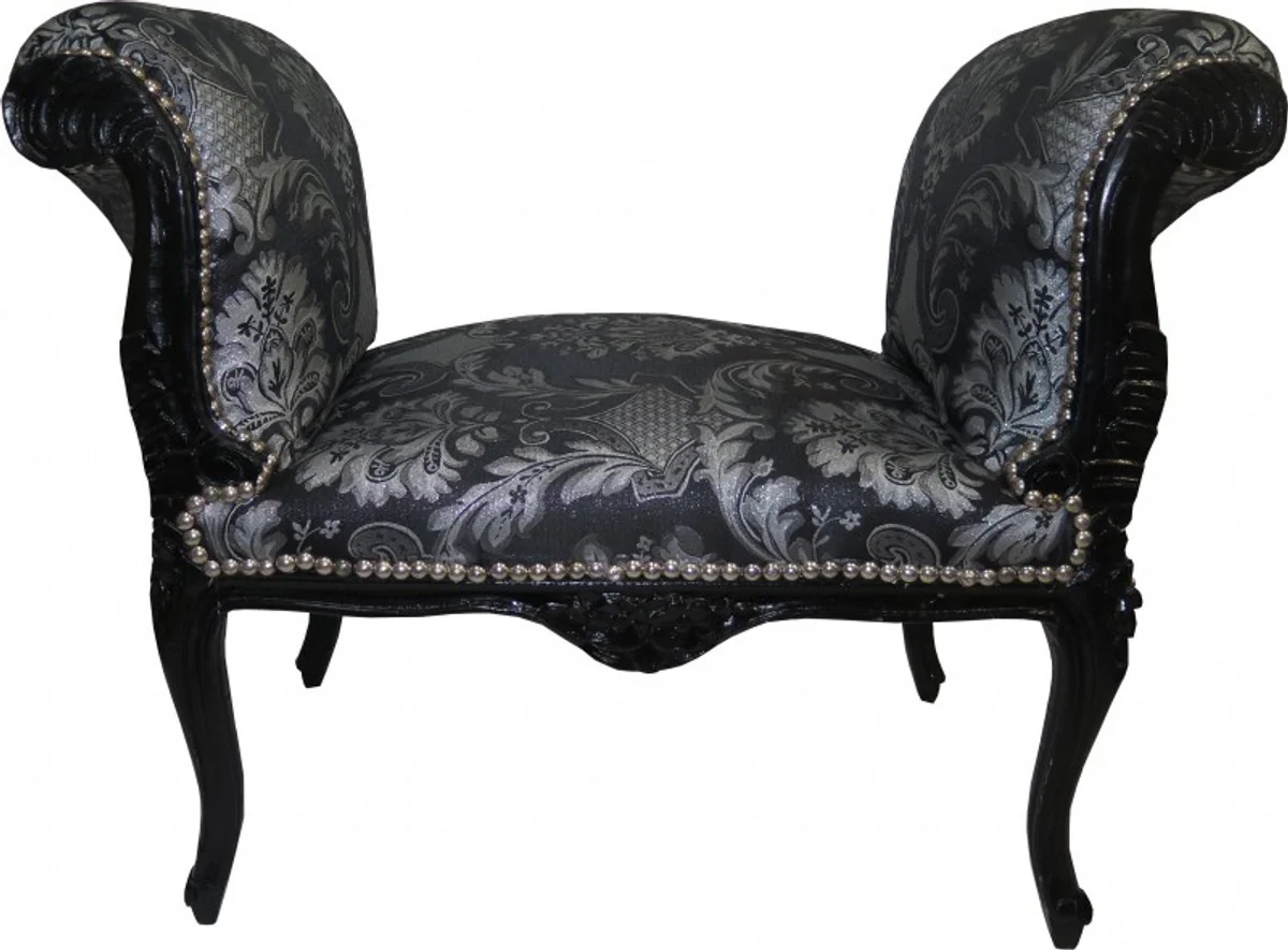 Casa Padrino barroco Taburete modelo de la plata / Negro - Asiento