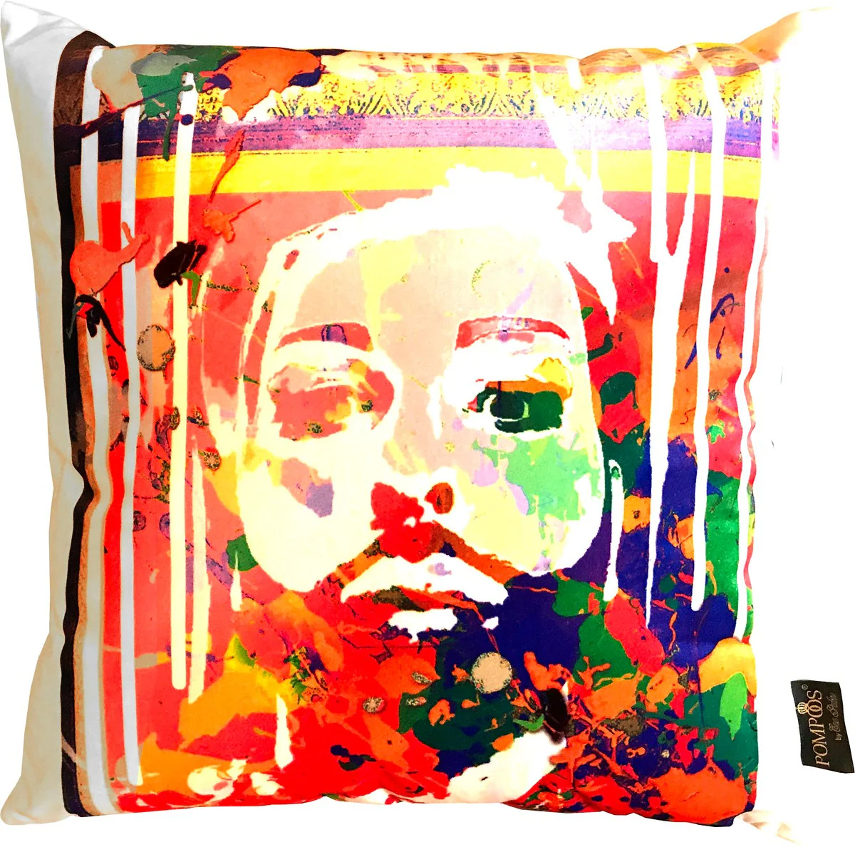 Harald Gl??ckler Designer Coj¨ªn decorativo Pomp??s de Casa Padrino Colorful Face - Colecci¨®n de arte -