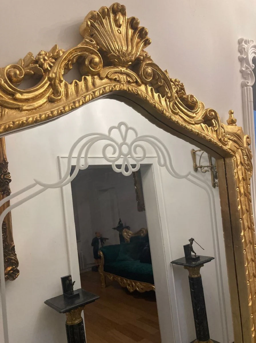 Casa Padrino consola de espejo barroco con tapa de m¨¢rmol oro / crema - Magn¨ªfica consola barroca con espejo - Muebles de armario estilo barroco - Muebles barrocos - Muebles de estilo antiguo