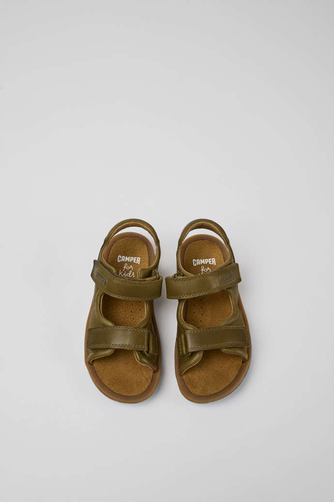 Bicho Green leather sandals for boys
