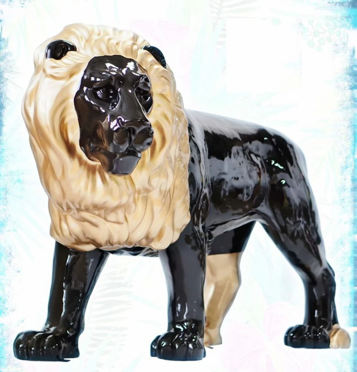 Casa Padrino escultura decorativa XXL le¨®n negro / oro 185 cm