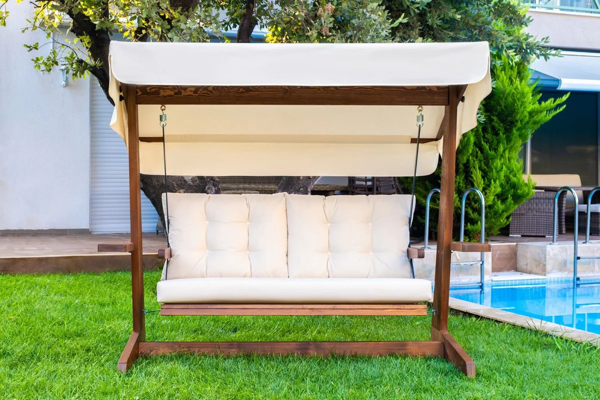 Casa Padrino columpio de Hollywood de lujo beige / marr¨®n 200 cm - Columpio de jard¨ªn