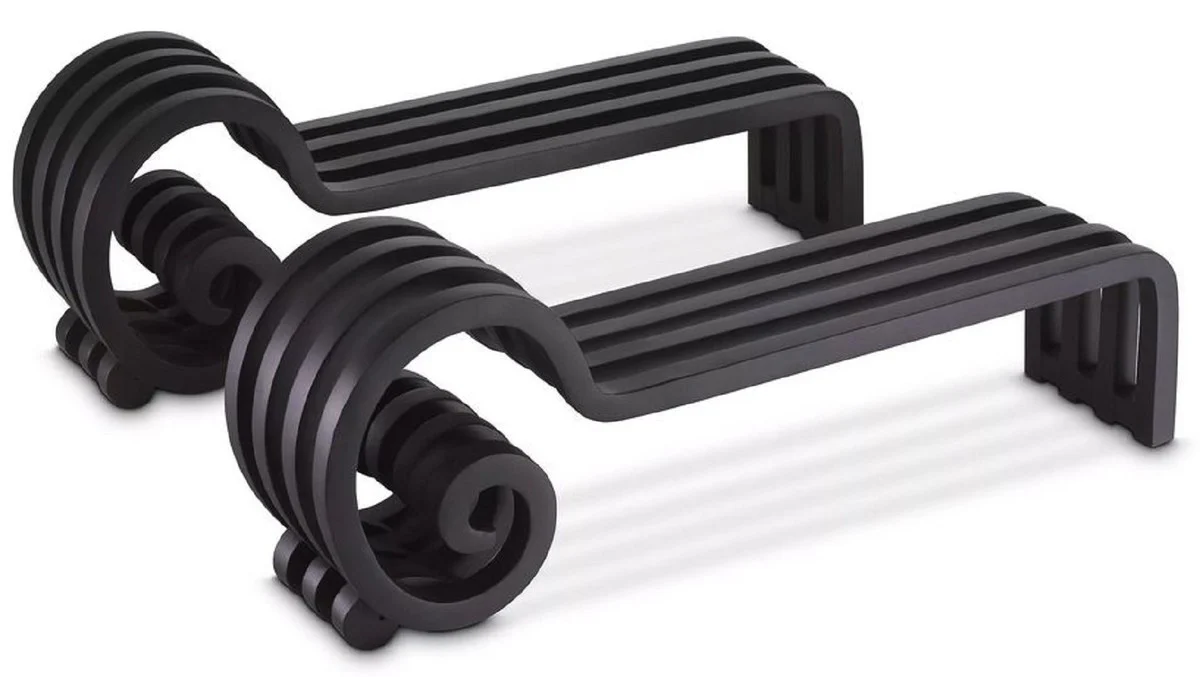 Casa Padrino conjunto de morillos de acero de lujo plata / negro 48,5 x 11,5 x A. 17,5 cm - Accesorios para Chimeneas - Calidad de Lujo