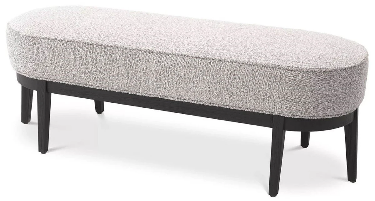 Casa Padrino banco de lujo gris / negro 132 x 45 x A. 47 cm - Banco de sal¨®n tapizado - Muebles de Sala de Estar - Muebles de Hotel - Colecci¨®n de Lujo