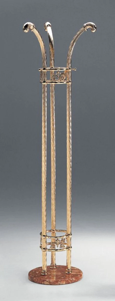 Casa Padrino Perchero de Lujo Latón / Marrón Ø 46 x A. 163 cm - Perchero de Latón con Base de Mármol - Muebles de Lujo - Mueble de Armario - Muebles de Hotel - Calidad de Lujo - Hecho en Italia