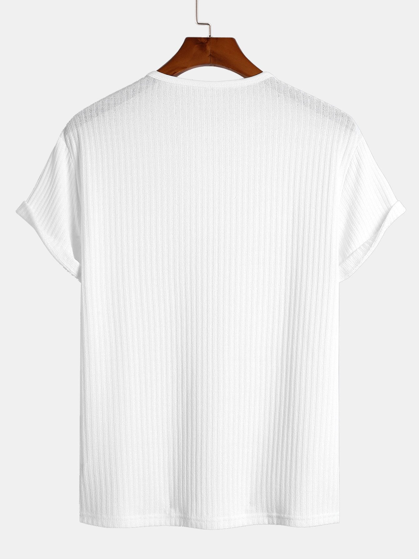 Muscle Fit Ribbed Henley Shirt