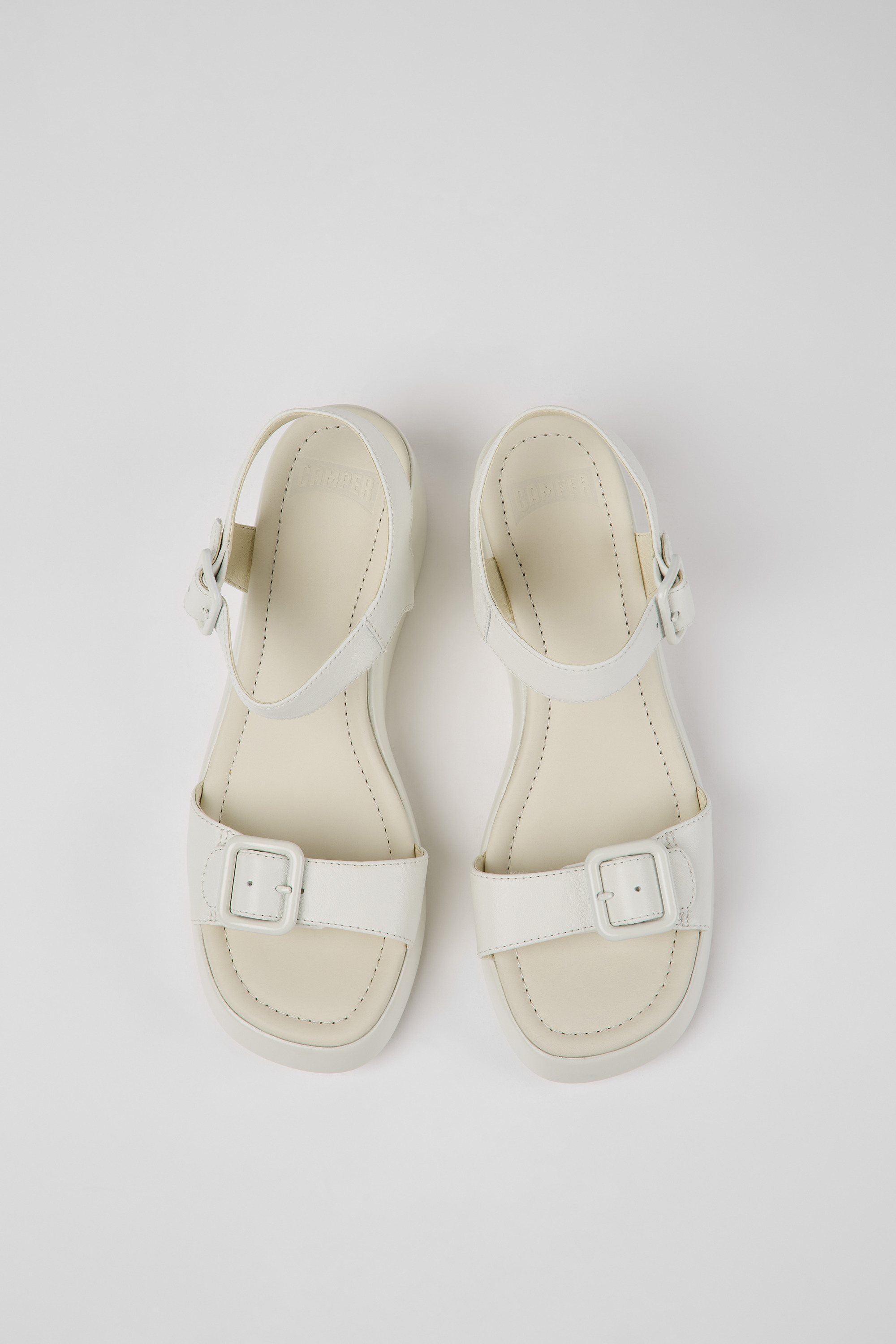Kaah - White leather sandals for women
