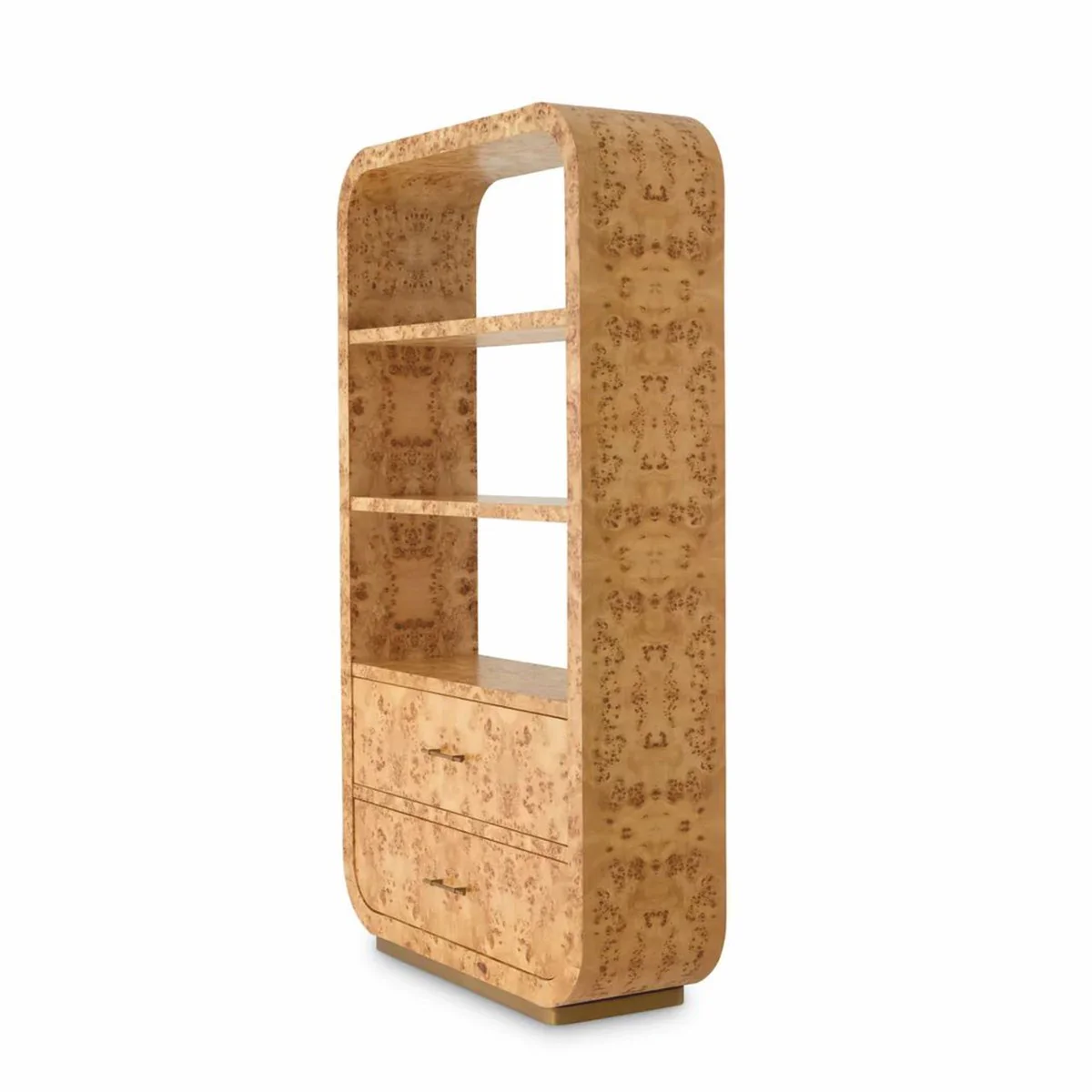 Casa Padrino armario de estanter¨ªa de lujo con 2 cajones marr¨®n claro / lat¨®n antiguo A. 210 cm