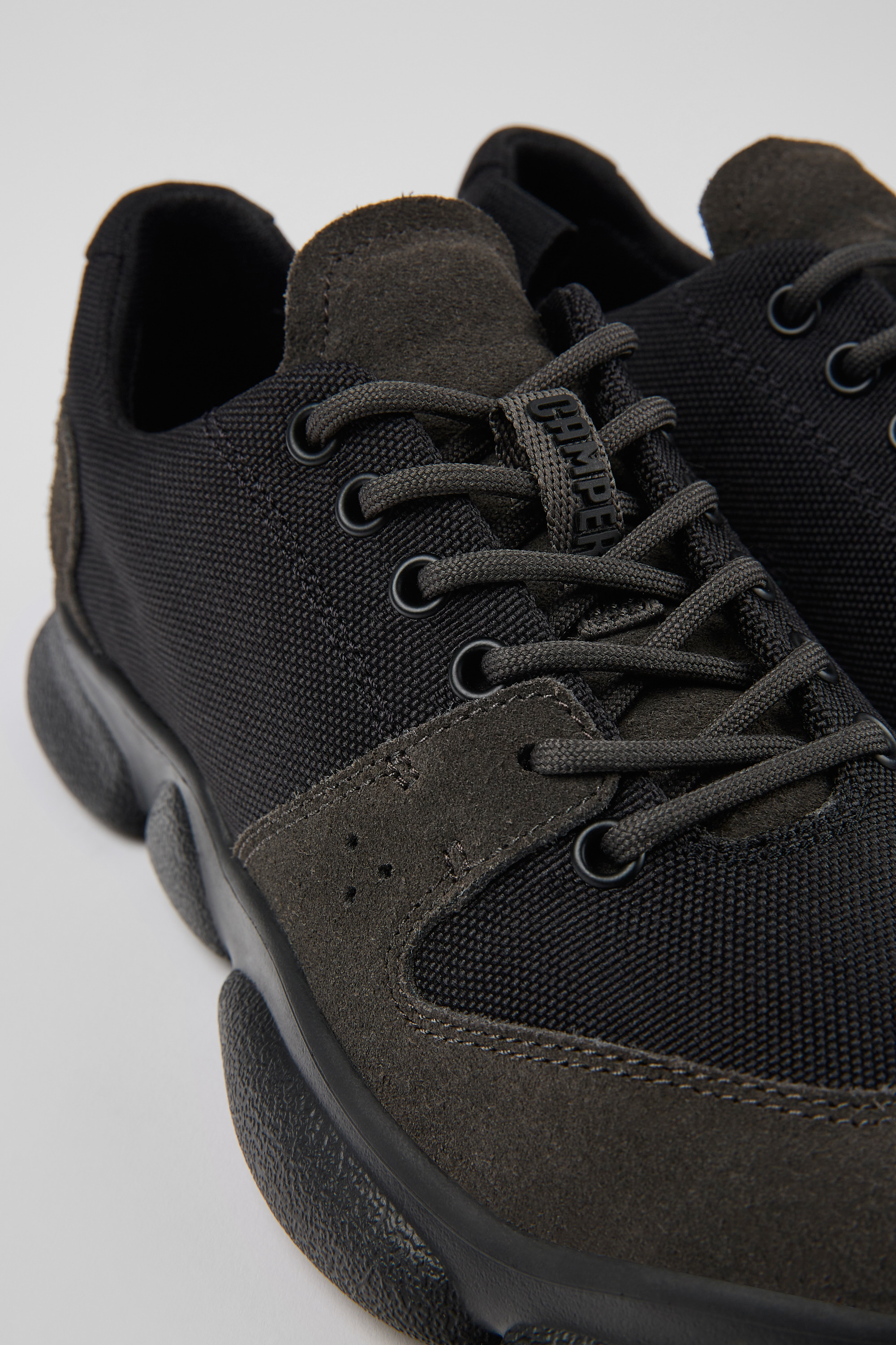 Karst - Black leather and recycled PET sneakers for women