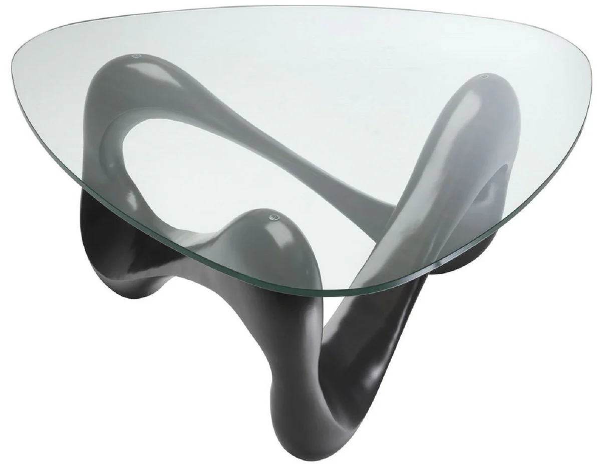 Casa Padrino mesa de centro de dise?o bronce 100,5 x 98 x A. 43,5 cm - Mesa de sal¨®n con placa de vidrio triangular - Muebles de Lujo