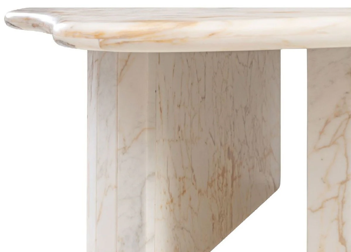 Casa Padrino mesa de centro de m¨¢rmol de lujo blanco-beige 106 x 105 x A. 46,5 cm - Mesa de sal¨®n de m¨¢rmol - Muebles de sal¨®n - Muebles de lujo - Muebles de m¨¢rmol