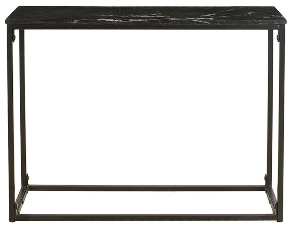 Casa Padrino consola de lujo negro 100 x 35 x A. 75 cm - Consola de metal con tapa de m¨¢rmol - Muebles de sal¨®n - Muebles de lujo